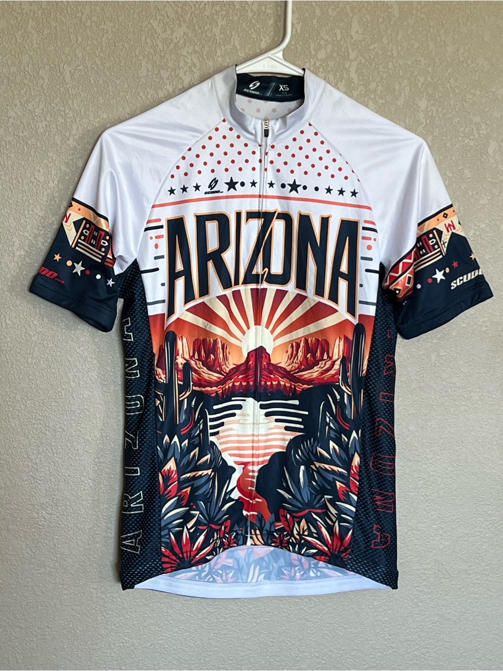 SCUDO Pro Arizona Cycling Jersey - White, Red, Black size XS